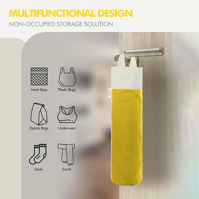 Plastic Bag Holder, Wall Mount Grocery Bag Holder for Plastic Bags Storage, Cotton Shopping Garbage Sack Organizer, Large Trash Bag Dispenser for Home Kitchen Decor