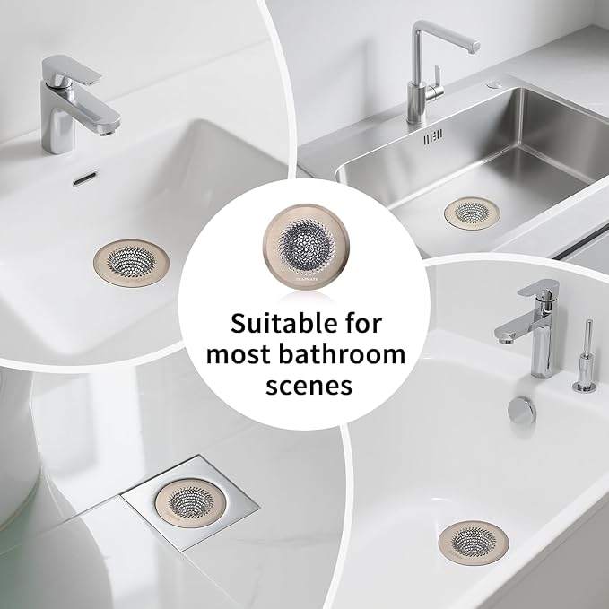 Shower Drain Hair Catcher, Fast Drainage & Easy Clean Bathtub Drain Cover for Regular & Pop-up Drain (Brown)
