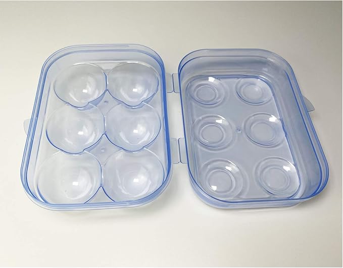 JAMOR 6 Grid Egg Storage Box Refrigerator Crisper Egg Protection Box Portable Egg Carriage Container For Camping Picnic Essential (Blue)