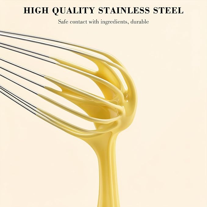 NileHome Stainless Steel Whisk 10" Kitchen Whisk Wisking Tool Kitchen Wisk Wire Whisks for Cooking, Whisking, Blending, Beating, Stirring