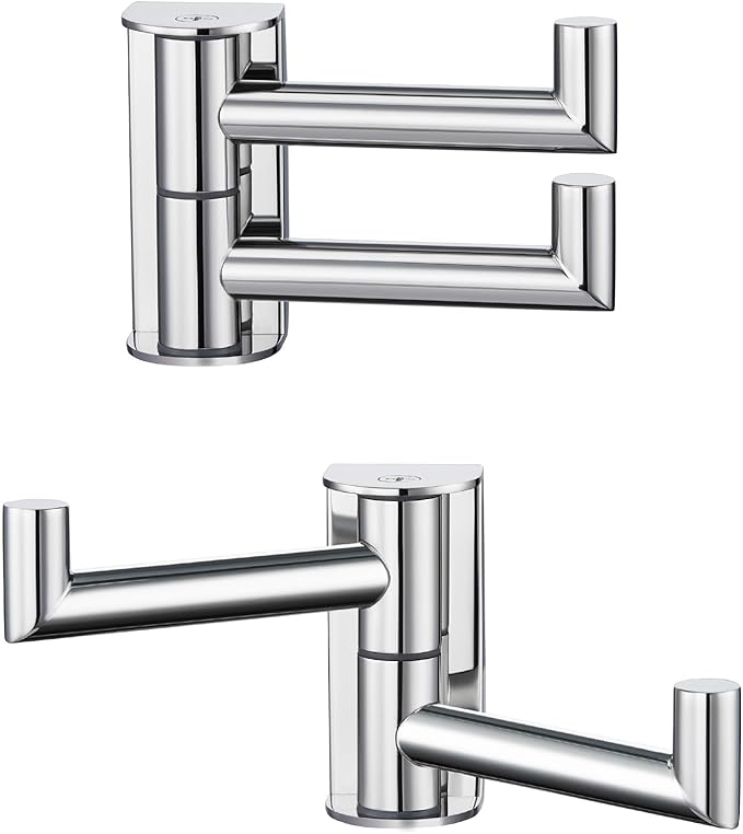 Angle Simple Swivel Hook for Towel Polished Chrome 2 Pack, 304 Stainless Steel Bathroom Towel Double Hook for Wall