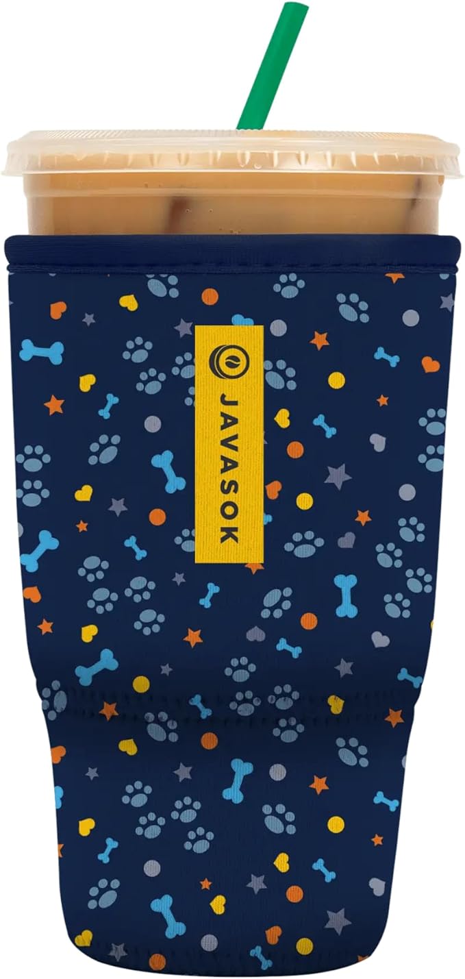 Sok It JavaSok Iced Coffee & Cold Soda Insulated Neoprene Cup Sleeve (Paws and Bones, Large: 30-32oz)