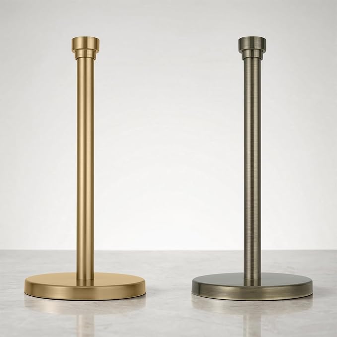 Antique Bronze Paper Towel Holder Countertop, Freestanding Paper Towel Stand with Weighted Non-Slip Base, Easy Assembly, Unique Decorative End Cap for Kitchen and Bathroom