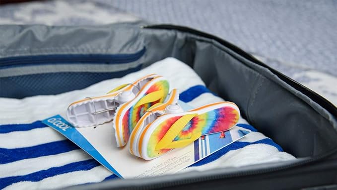 O2COOL Bocaclips - Beach Towel Clips for Beach Chairs, Patio and Pool Accessories - (Tie Dye Flip Flop) 2 Count