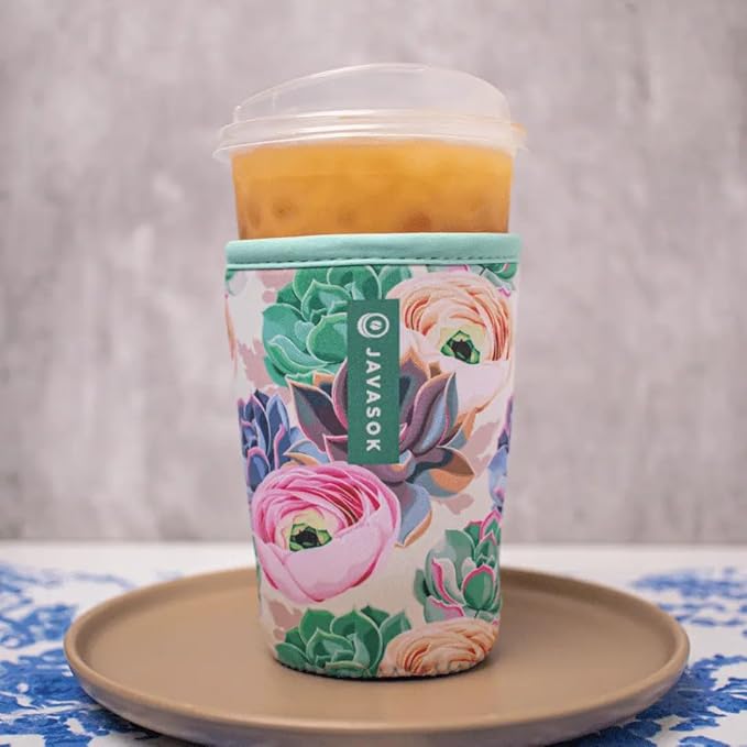 Sok It JavaSok Iced Coffee & Cold Soda Insulated Neoprene Cup Sleeve (Pastel Splendor, Medium: 22-28oz)
