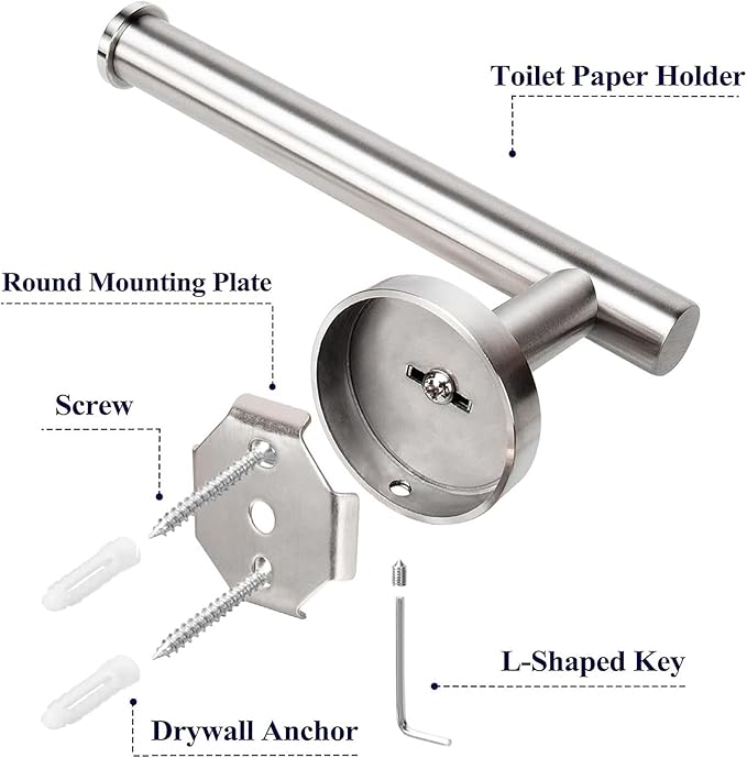 Toilet Paper Holder - SUS 304 Stainless Steel Toilet Paper Holder Wall Mount, Toilet Paper Roll Holder for Bathroom, Kitchen, Washroom - Brushed Nickel