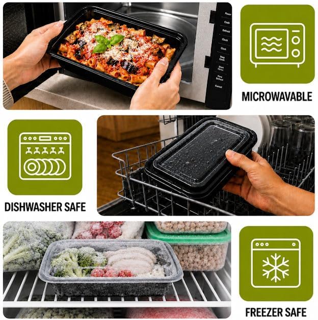 NEW Meal Prep Containers 38oz Lids Utensils 50-Pack 300 Pieces Reusable Sturdy Plastic Bento Box Single Compartment Takeout Food Stackable Leakproof Storage BPA-Free Microwave Freezer Dishwasher