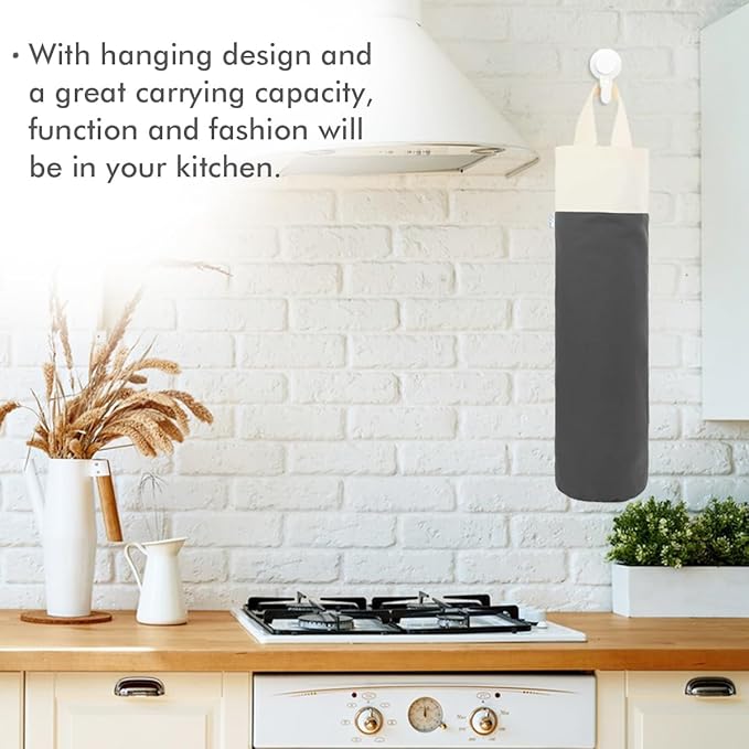 Wall Mount Plastic Bag Holder for Grocery Storage, Cotton Shopping Garbage Sack Organizer, Large Trash Dispenser for Home Kitchen Decor