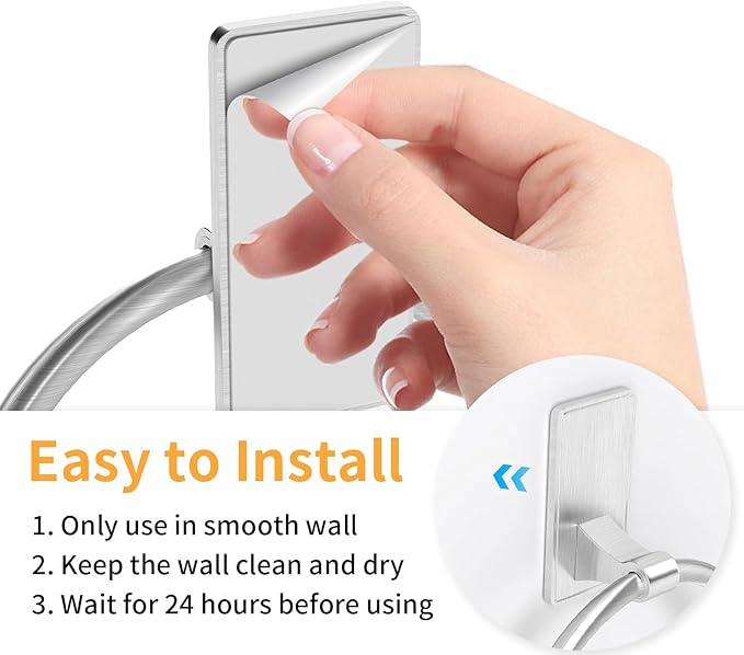 Adhesive Towel Ring, Bathroom Hand Towel Holder SUS304 Heavy Duty Stick On Towel Holder for Kitchen, Brushed Nickel