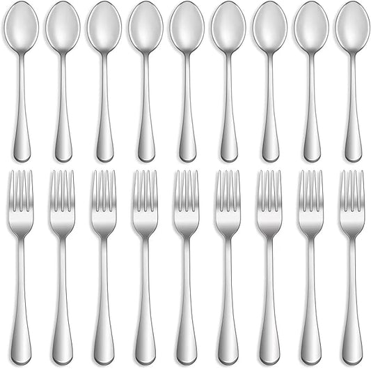 16 Pcs Forks and Spoons Silverware Set,Food Grade Stainless Steel Flatware Cutlery Set for Home,Kitchen and Restaurant,Mirror Polished,Dishwasher Safe - 8 Dinner Fork(8 inch) and 8 Teaspoon(6.5 inch)