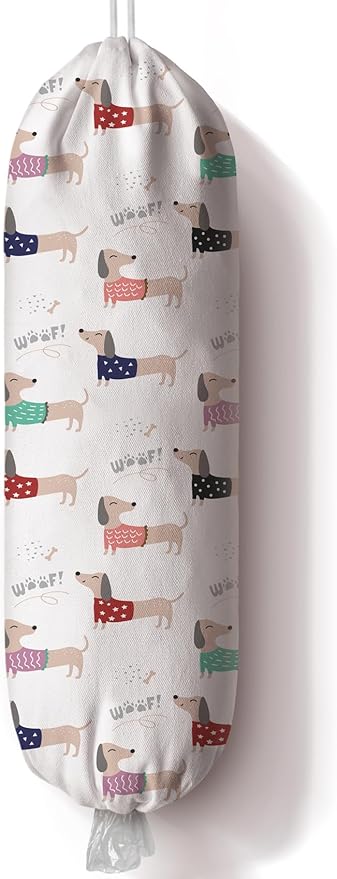 Dachshund Plastic Bag Holder,Grocery Shopping Bag Storage Organizer Keeper,Cute Dog Kitchen Decor 23"x9"
