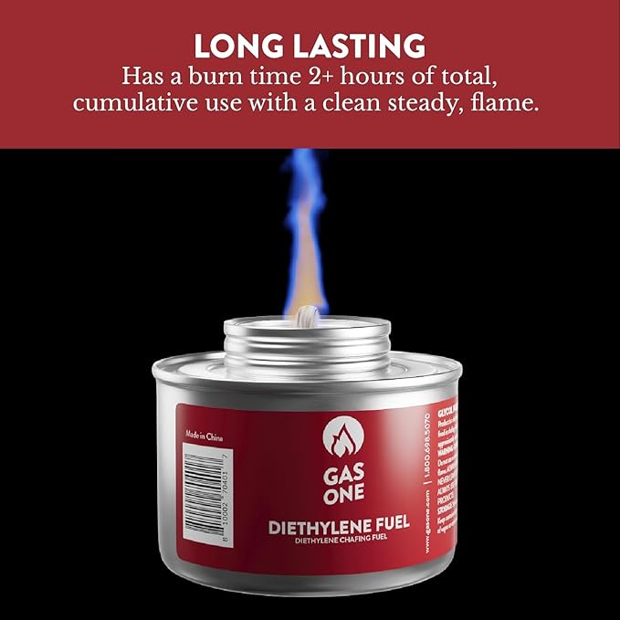 GasOne 2+ Hour Chafing Fuel - Food Warmer for Chafing Dish Buffet Set - Liquid Safe Fuel with Wick & Lid Opener for Chafing Dish (Pack of 24)