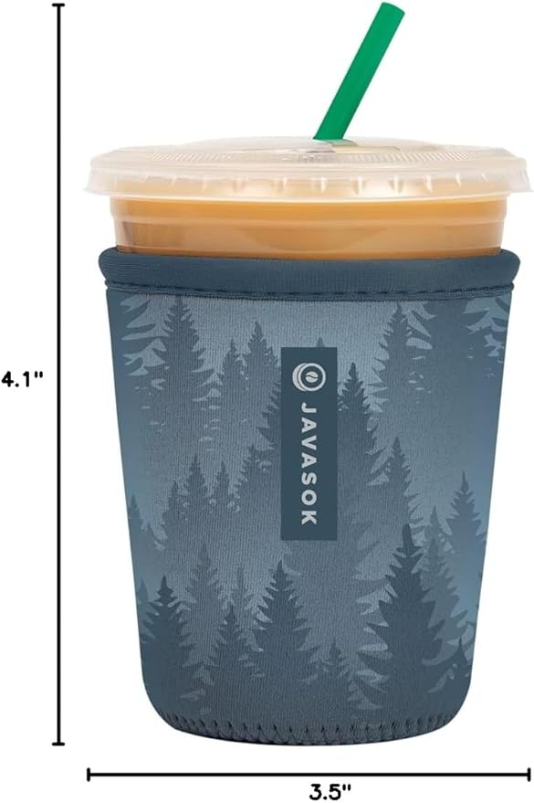 Sok It JavaSok Iced Coffee & Cold Soda Insulated Neoprene Cup Sleeve (Foggy Woods, Small: 16-20oz)