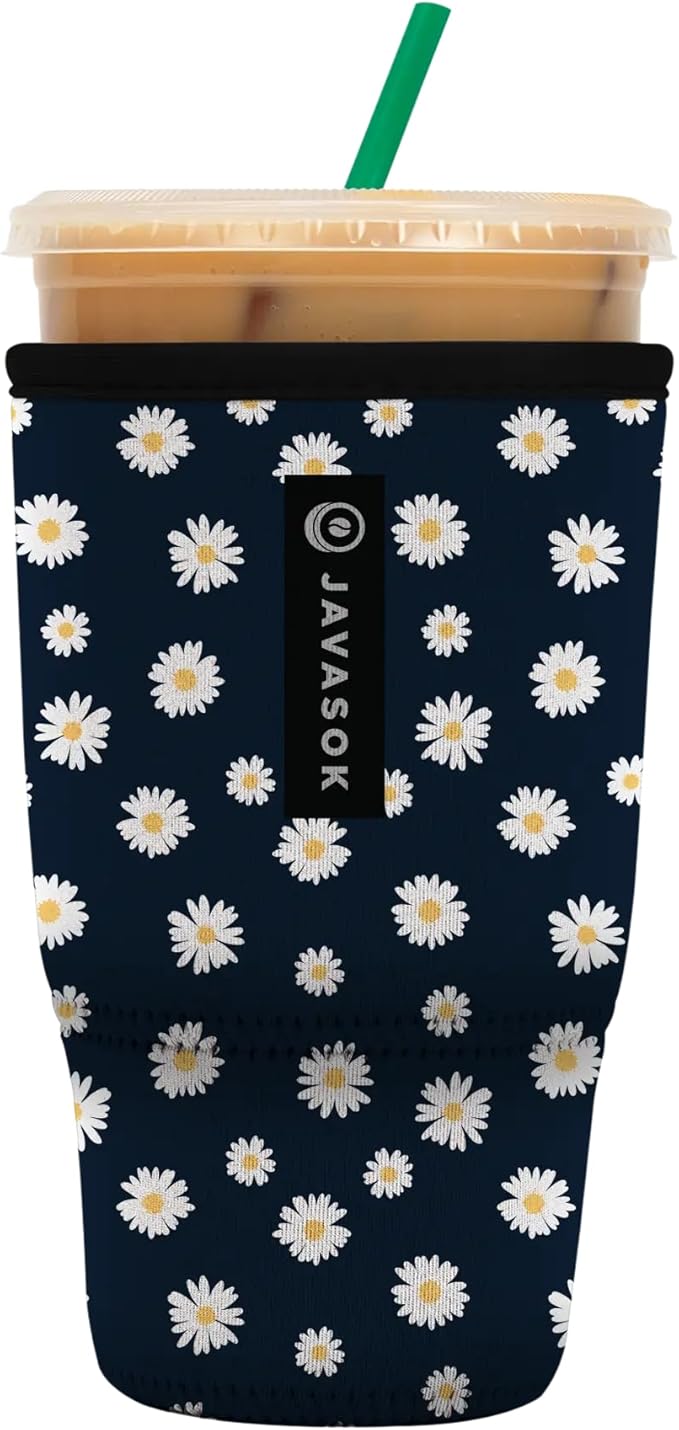 Sok It JavaSok Iced Coffee & Cold Soda Insulated Neoprene Cup Sleeve (Daisy Chain, Large: 30-32oz)
