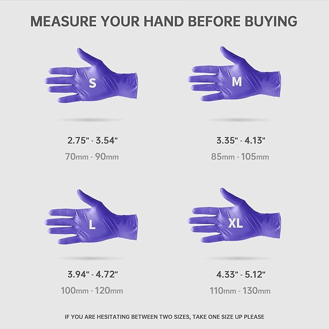 Medguy Medical Nitrile Exam Gloves, 4 Mil Powder-Free Latex-Free Disposable Food-Safe Cooking Cleaning, Blue-Violet 100 Pcs