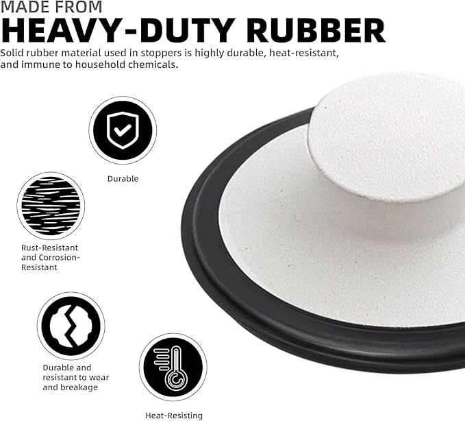 RQYEKDO Kitchen Sink Stopper, Stainless Steel 3-1/2 inch Universal Sink Plug Cover for Garbage Disposal Flange Drain,Fit for InSinkErator, Moen,Waste Maid, and More（White