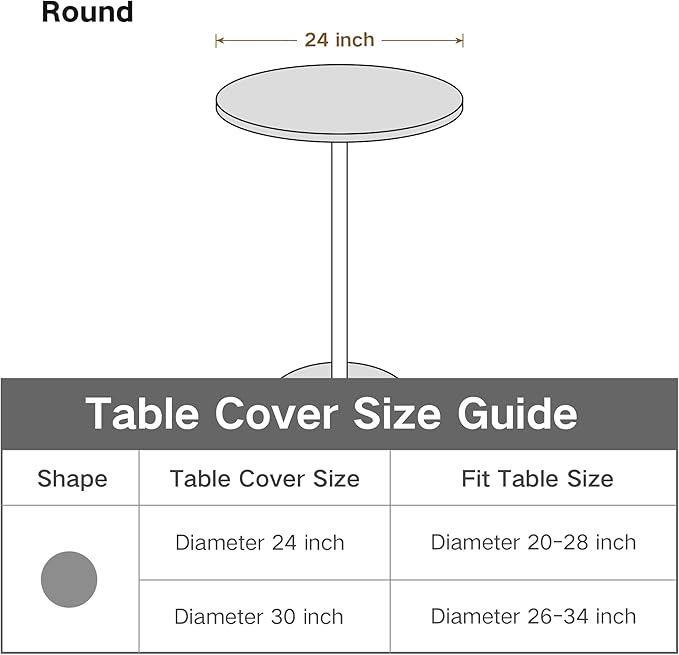 Small Round Fitted Table Cover Cocktail Table Topper Cap Elastic Tablecloth Stretch Spandex Tables Cloth for Bar Pub Party Black 24 Inch