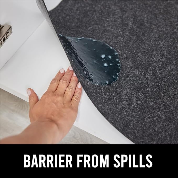 GORILLA GRIP LeakGuard Non-Adhesive Under Sink Mat for Kitchen Cabinet, 24x40, Waterproof Quick Dry Shelf Liner, Durable Absorbent Felt Mats for Bathroom Sinks, Cabinets, Dresser, Easy Trim, Charcoal