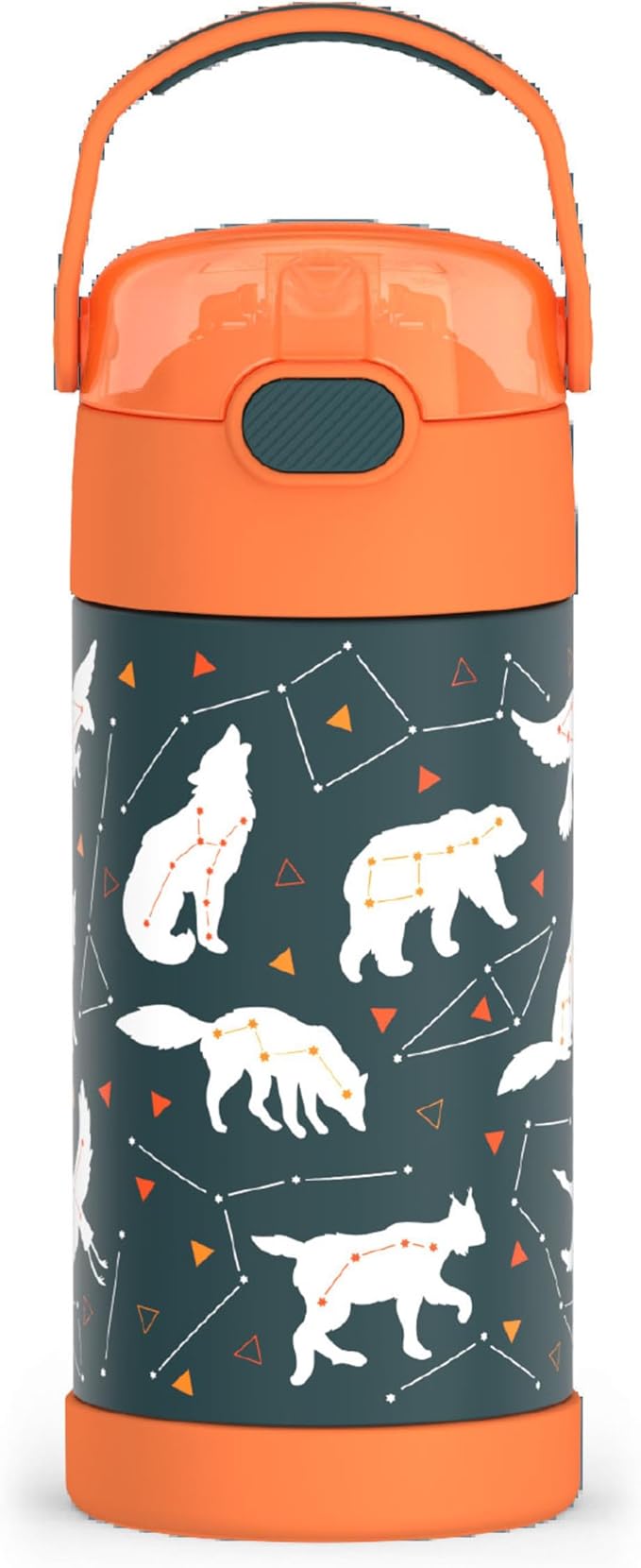 THERMOS FUNTAINER Water Bottle with Straw - 12 Ounce - Kids Stainless Steel Vacuum Insulated Water Bottle with Lid, Night Trek