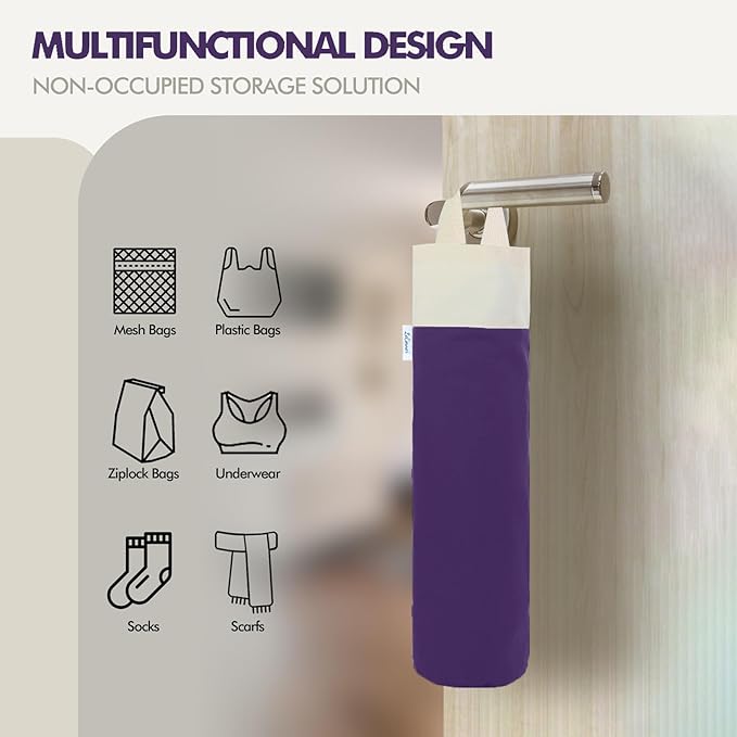 Plastic Bag Holder, Wall Mount Grocery Bag Holder for Plastic Bags Storage, Cotton Shopping Garbage Sack Organizer, Large Trash Bag Dispenser for Home Kitchen Decor