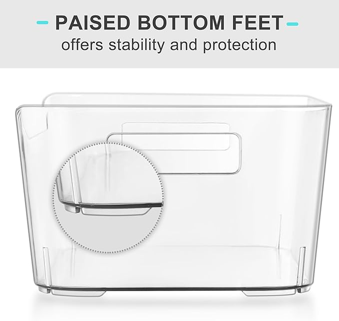 12 Pack Plastic Storage Bins, Clear Pantry Organizers and Storage, Multi-Use Organizer Bins for Kitchen, Office, Fridge, Cabinet and Shelf Organization