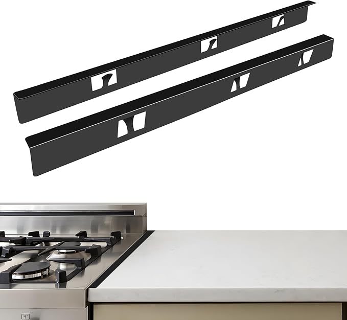 Stove Gap Covers,Stove Gap Filler, Range Trim Kit, Stove Gap Guards, Heat Resistant and Easy to Clean （Aluminum Black 23.4 in.）