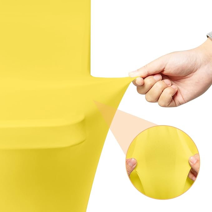 2 Pack 6 Feet Yellow Spandex Tablecloth for Rectangular Tables, Fitted & Stretch, Washable, Wrinkle Resistant, Perfect for Event, Wedding, Party, Banquet, Cocktail, Festival, and Table Protector