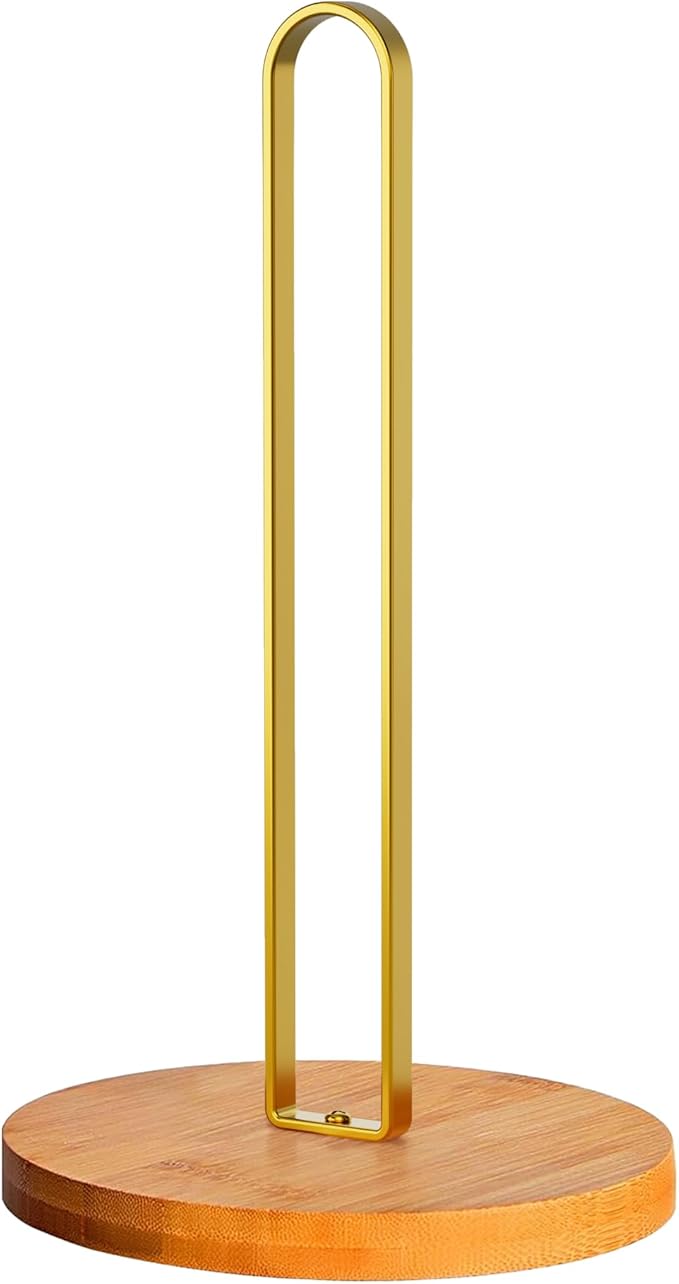 TONLEA Wooden Paper Towel Holder Countertop, Kitchen-Towel-Holder FreeStanding with Non-Slip Base for Bathroom
