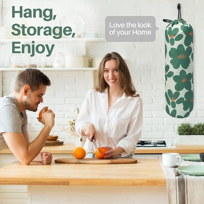 TOGETRUE Plastic Bag Holder, Lightweight Grocery Bag Holder for Plastic Bags, Wall Mount Shopping Bags Dispenser Organizer for Kitchen Pantry Outdoor (Dark Green)