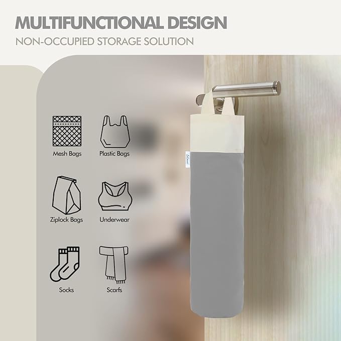 Plastic Bag Holder, Wall Mount Grocery Bag Holder for Plastic Bags Storage, Cotton Shopping Garbage Sack Organizer, Large Trash Bag Dispenser for Home Kitchen Decor