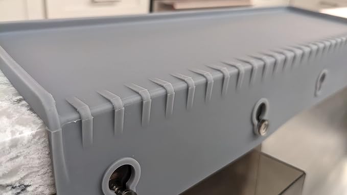 SiliSink Silicone Sink Edge Guard for Kitchen Sink - Fits 3.75” - 4” Wide - The Original Silicone Edge Protector with Sponge Caddy, 14” Gray