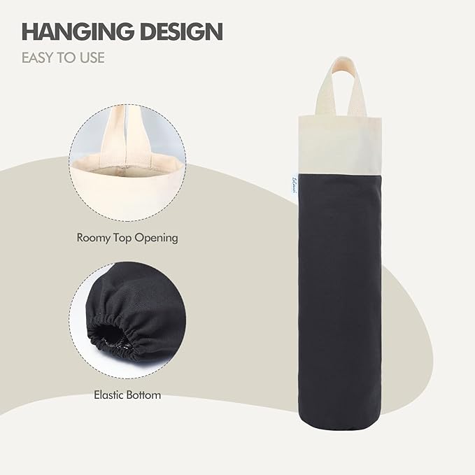 Wall Mount Plastic Bag Holder for Grocery Storage, Cotton Shopping Garbage Sack Organizer, Large Trash Dispenser for Home Kitchen Decor