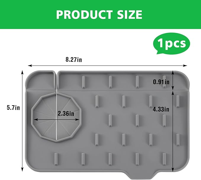 Kitchen Sink Splash Guard, Silicone Faucet Mat, Soap Dish Pad, Sponge Holder Sink Protector Trays, Faucet Handle Drip Catch for Bathroom Kitchen Countertop Gadgets Accessories 8.3 x 5.7 Inch