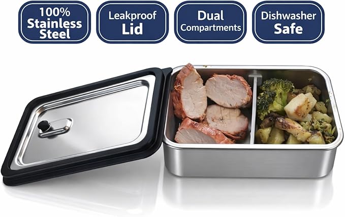 Modaniam 42 OZ Stainless Steel Bento Box, Stainless Steel Lunch Box Container For Adults, Lunch Containers, Salad Container