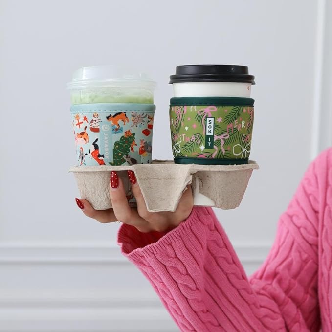 Sok It JavaSok Iced Coffee & Cold Soda Insulated Neoprene Cup Sleeve (Meowy Mayhem, Medium: 22-28oz)