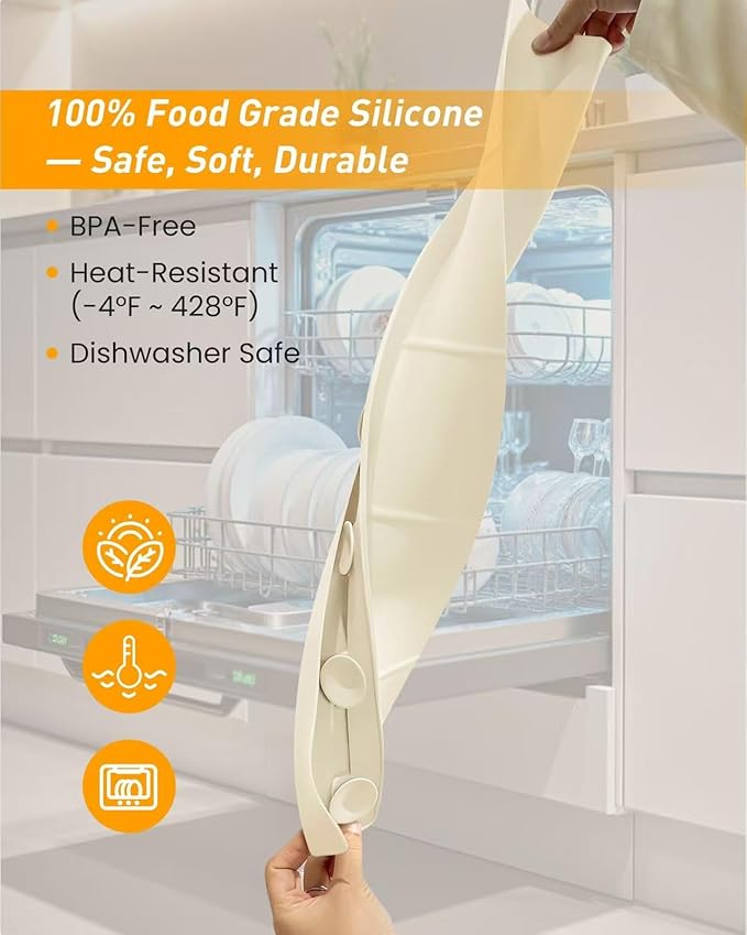Kitchen Sink Splash Guard 18" Silicone Water Guard with Strong Suction Cups, Faucet & Countertop Protector, Bathroom & Sink Edge Splash Guard Strip, Easy Install, Dishwasher Safe-Cream