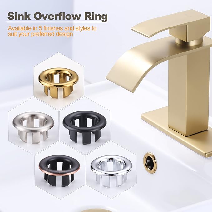 Sink Overflow Ring Brushed Gold: ARCORA 2 Pack Bathroom Kitchen Sink Basin Trim Overflow Cover Hole Insert Cap