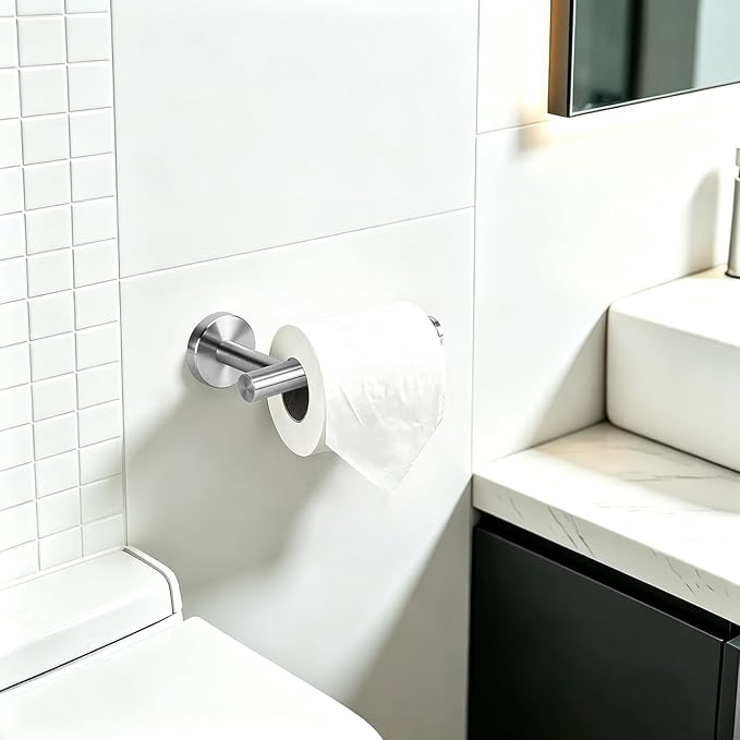 Toilet Paper Holder - SUS 304 Stainless Steel Toilet Paper Holder Wall Mount, Toilet Paper Roll Holder for Bathroom, Kitchen, Washroom - Brushed Nickel