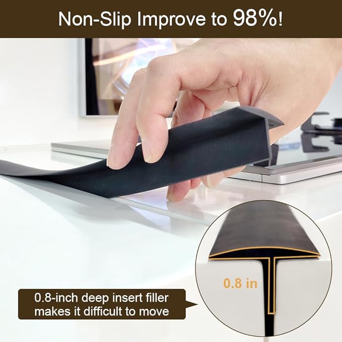 Silicone Stove Counter Gap Cover,30 Inches (for 0.2-1 inch Gap) Extra Long Kitchen Range Gap Filler,Heavy 10 oz, Cut to Any Size 21&25 (Set of 2,Black)