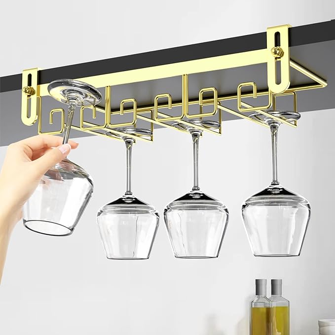 Under Cabinet Wine Glass Rack Gold, Wine Glass Holder Under Shelf, Wine Glass Racks Under Cabinet Wine Glass Hanger, Under Shelf Wine Glasses Holder Under Cabinet, Stemware Rack