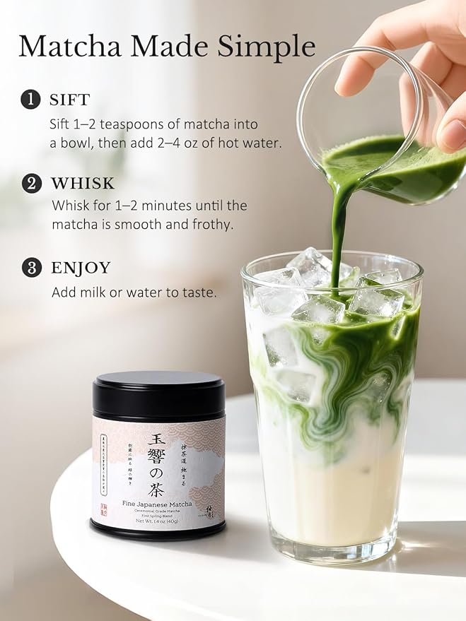 YUZUKI Matcha Powder 40g - Japanese Ceremonial Grade Matcha Green Tea Powder - First Harvest - Product of Japan, Uji Kyoto - Zero Sugar (1.4 oz）