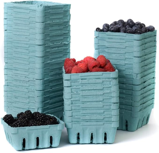 45 Half Pint Berry Basket – Pulp Fiber Vented Produce Container – Bulk Package of Mini Baskets for Displaying Fruit and Vegetables at Farmer’s Markets