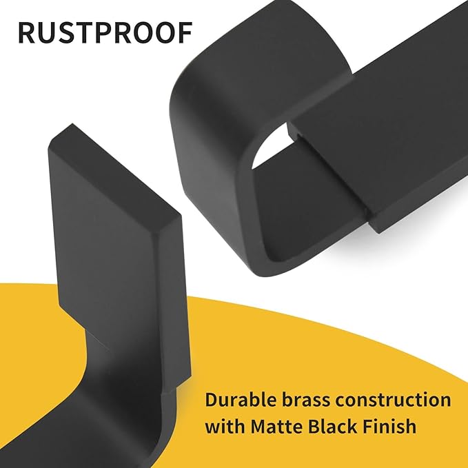BESy Brass Clothes Hook Single Towel Hook for Bathroom Kitchen Garage Square Style Robe Hooks Coat Hooks Hat Hook, Wall Mounted with Screws, Four Packs, Matte Black