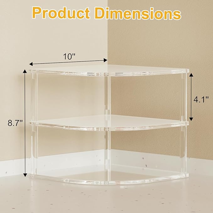 Acrylic Plate Organizer for Cabinet Kitchen Countertop Corner Clear Cabinet Organizer for Paper Plate and Bowl Dishes Pantry Storage Corner Rack Plate Holder for Cabinet Shelf Space Saver