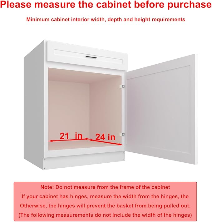 2 Tier Pull Out Cabinet Organizer, 20" W x 21" D Heavy-Duty Metal Sliding Drawer Shelf for Kitchen Cabinets, Chrome, Doesn't Include Door Fittings