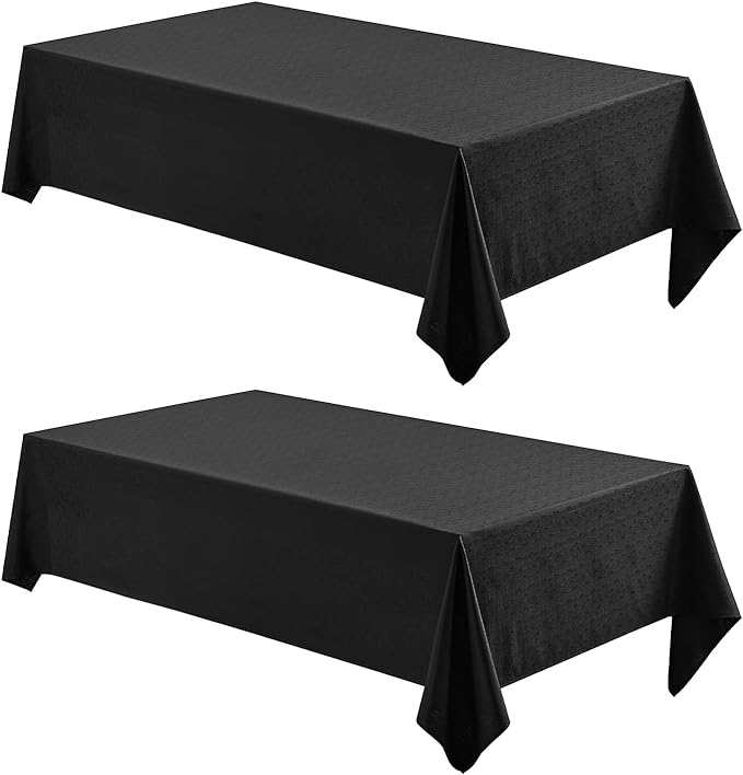 Veblandy 2 Pack Rectangle Tablecloth, 60x120 inch, Water Resistant Wrinkle Free Linen Textured Table Cloth Washable, Decorative Fabric Table Cover for Dining, Party and Camping, Black