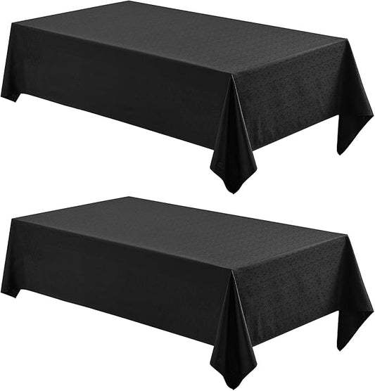 Veblandy 2 Pack Rectangle Tablecloth, 60x104 inch, Water Resistant Wrinkle Free Linen Textured Table Cloth Washable, Decorative Fabric Table Cover for Dining, Party and Camping, Black
