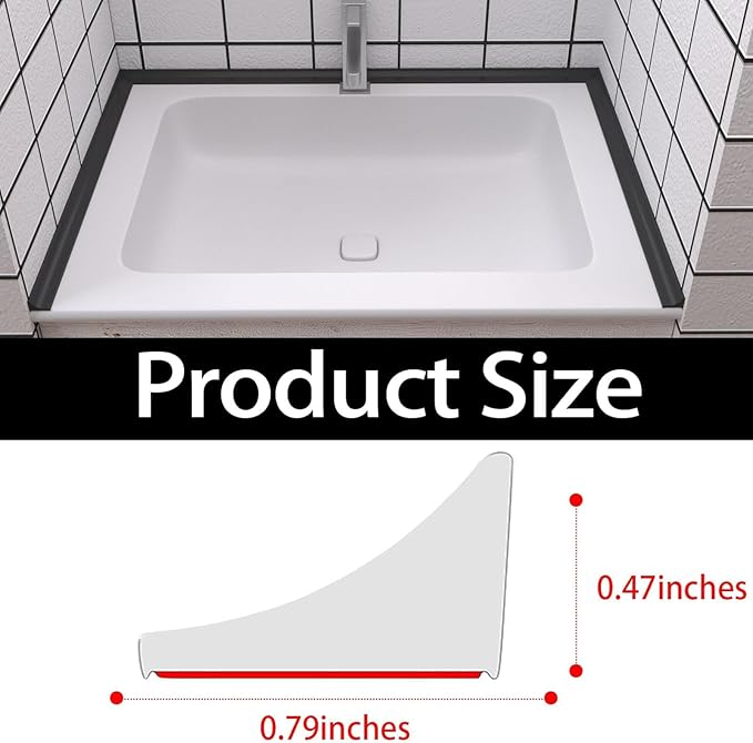New Collapsible Shower Threshold Water Dam, Self Adhesive Silicone Waterproof Barrier Bathroom and Kitchen Water Strip Dam Shower Guard for Dry And Wet Separation Caulk Seal Strip Edge Trim(Black)