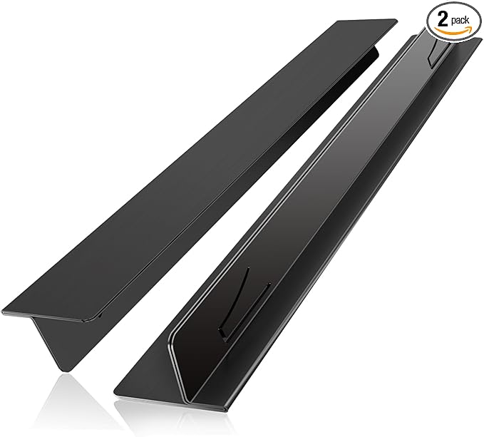 Stove Gap Covers,Stove Gap Filler Stainless Steel,13.8'' to 27.5'' Adjustable Length (2PCS),Range Trim Kit,Oven Stove Gap Guard Between Stovetop and Counter,Easy to Clean Heat Resistant, Black