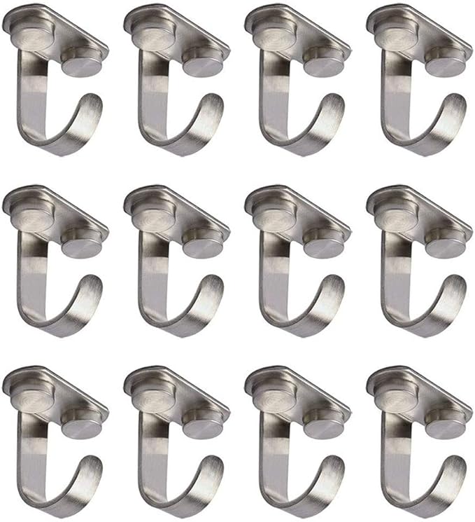 12 Pcs Stainless Steel Screw Hooks for Hanging, Coffee Cup Hooks Under Shelf/Ceiling Hooks Heavy Duty for Bathroom, Kitchen, Garage